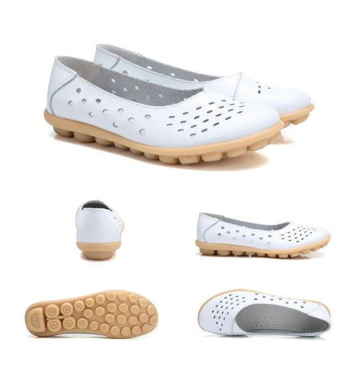 Mocassins en cuir à large coupe pour femmes avec coussin de confort