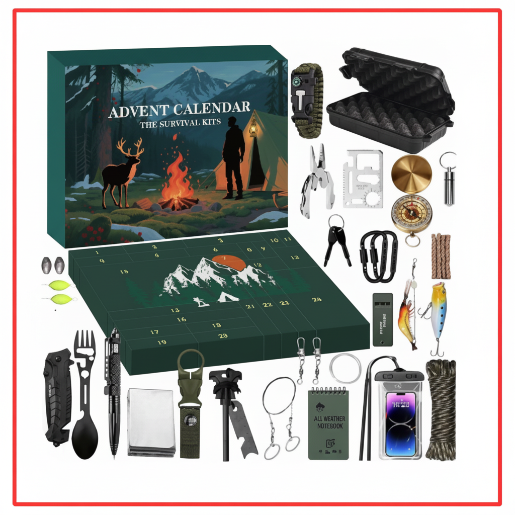 Calendrier de l'Avent Outils – 24 Jours avec Outils de Plein Air et d'Aventure
