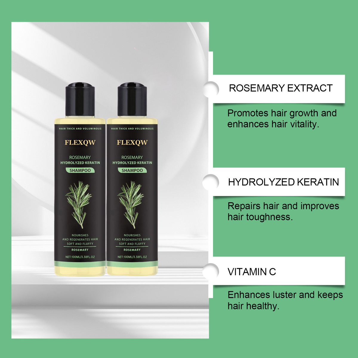 Rose® GlowShampoo 1+1 GRATUIT : Récupération de Kératine Naturelle, Hydratation Profonde et Éclat Radieux