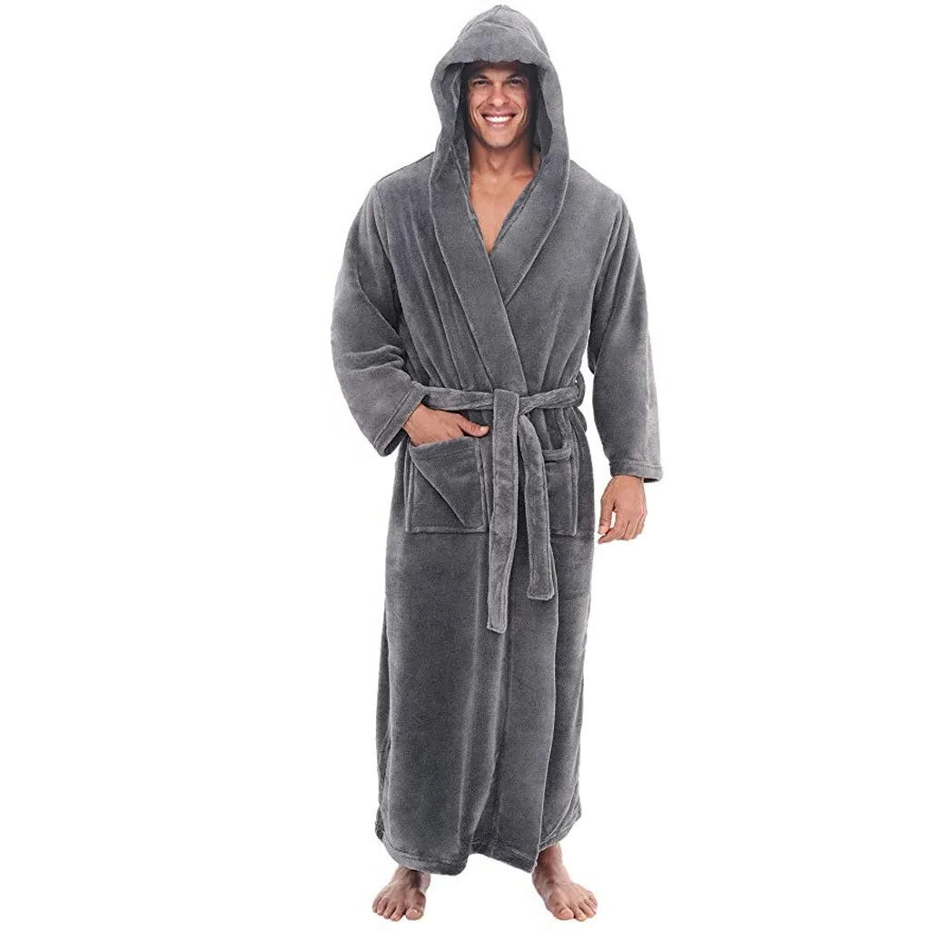 Peignoir en Fleece Doux pour Hommes avec Capuche et Poches