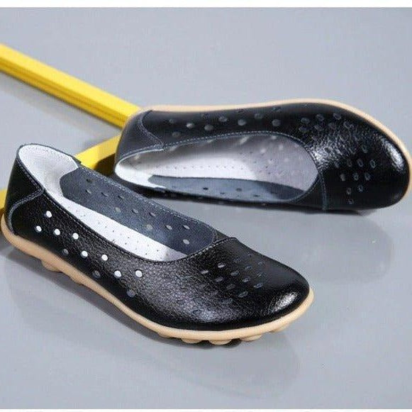 Mocassins en cuir à large coupe pour femmes avec coussin de confort