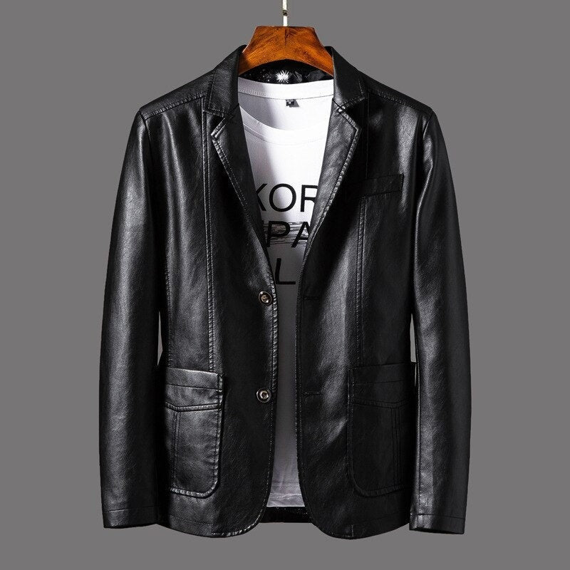 Veste en Cuir au Design Rétro pour Hommes