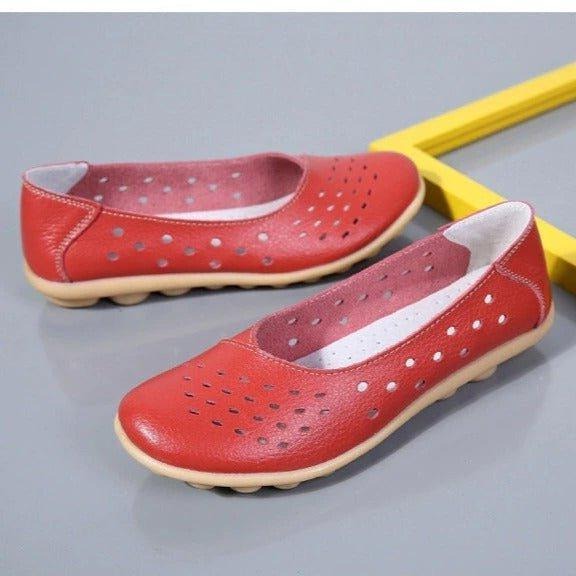 Mocassins en cuir à large coupe pour femmes avec coussin de confort