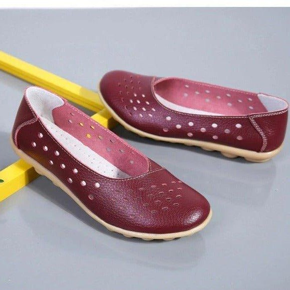 Mocassins en cuir à large coupe pour femmes avec coussin de confort
