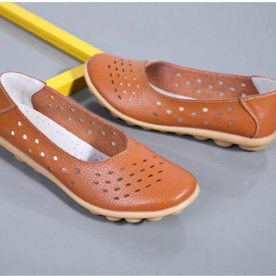 Mocassins en cuir à large coupe pour femmes avec coussin de confort