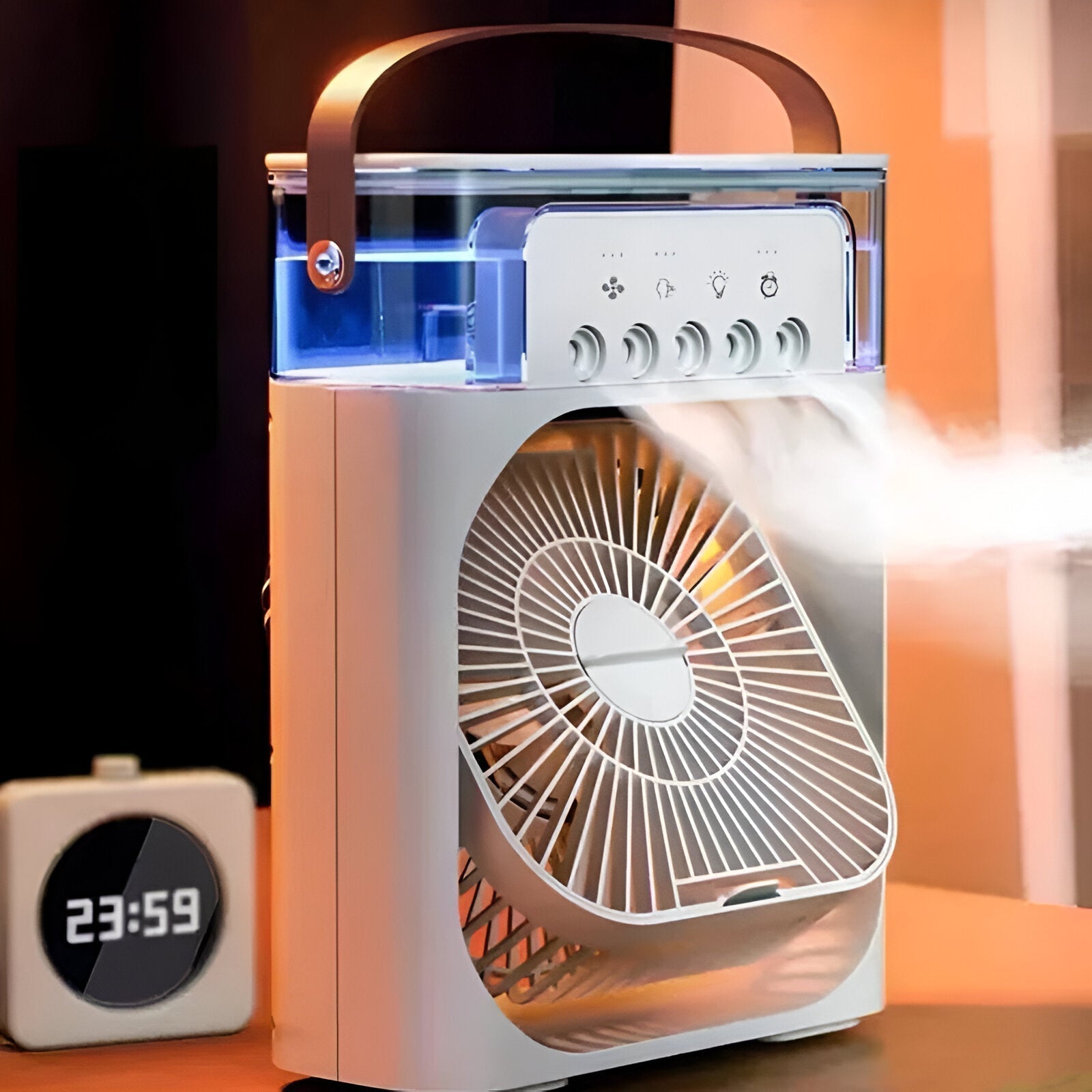 Refroidisseur d'air 3-en-1, Humidificateur & Purificateur d'air – Climatisation portable pour un usage intérieur avec lumière LED