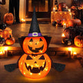 Citrouilles d'Halloween 3 pieds 2 Pack, Décorations de Citrouilles Illuminées avec Chapeau et Cape, Décorations de Citrouilles Géantes Effondrables pour Halloween en Extérieur