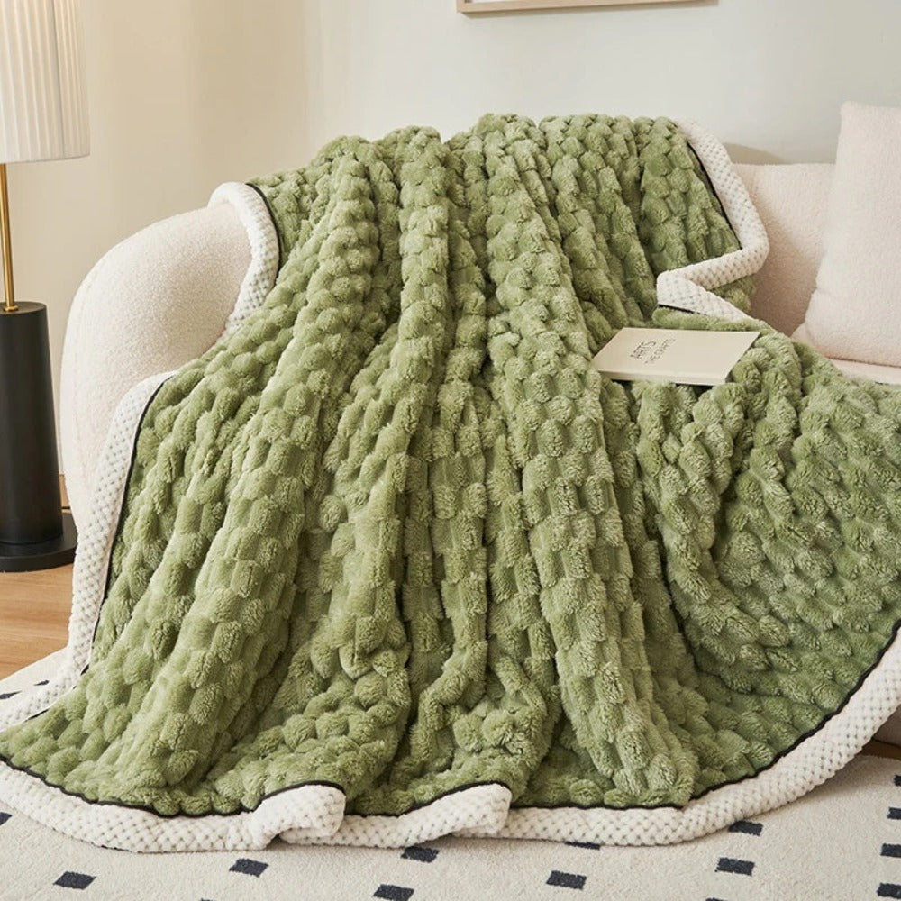 Couverture en Fleece Sherpa avec Design Bulle – Douce Couverture Chaude pour Canapé et Chambre