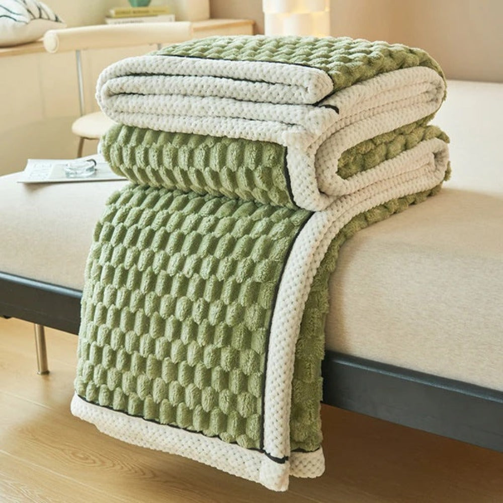 Couverture en Fleece Sherpa avec Design Bulle – Douce Couverture Chaude pour Canapé et Chambre