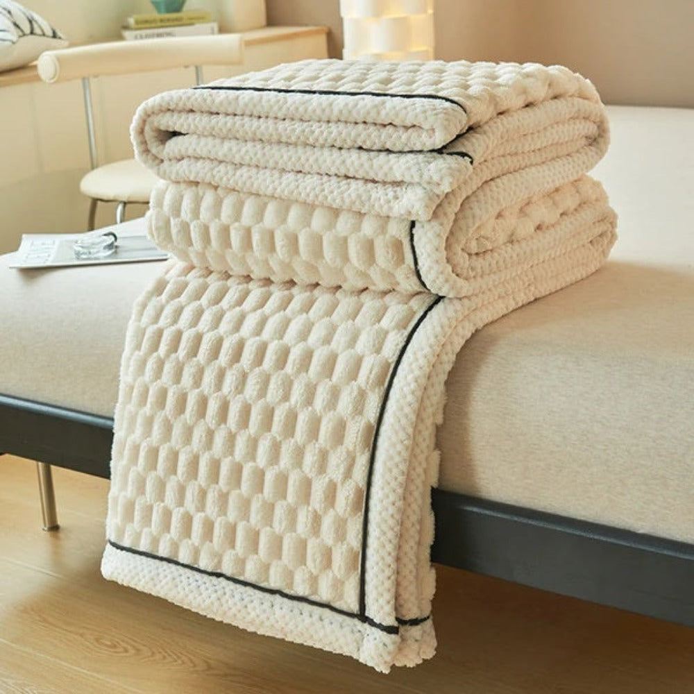Couverture en Fleece Sherpa avec Design Bulle – Douce Couverture Chaude pour Canapé et Chambre