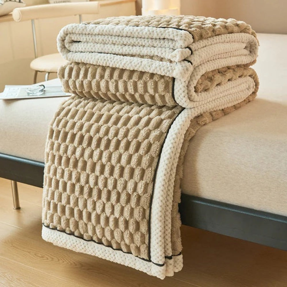 Couverture en Fleece Sherpa avec Design Bulle – Douce Couverture Chaude pour Canapé et Chambre