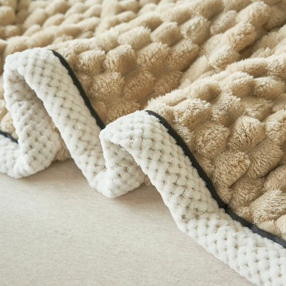 Couverture en Fleece Sherpa avec Design Bulle – Douce Couverture Chaude pour Canapé et Chambre