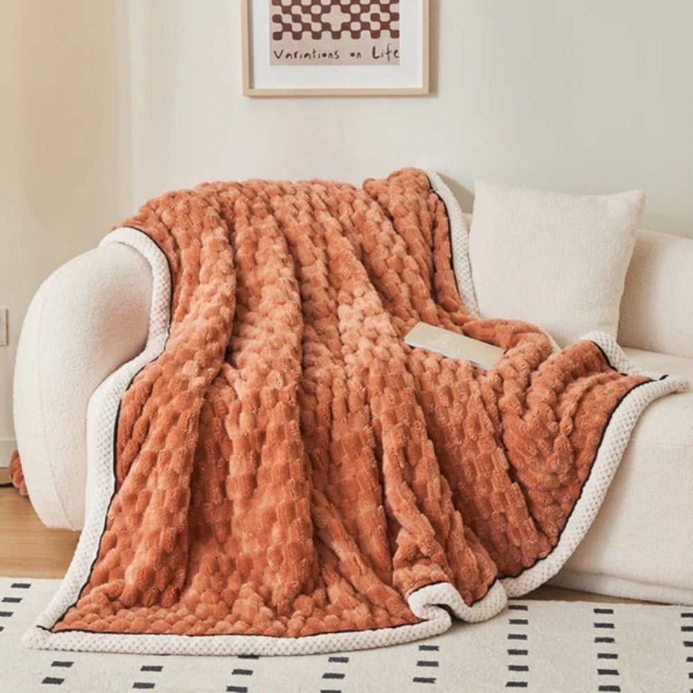 Couverture en Fleece Sherpa avec Design Bulle – Douce Couverture Chaude pour Canapé et Chambre