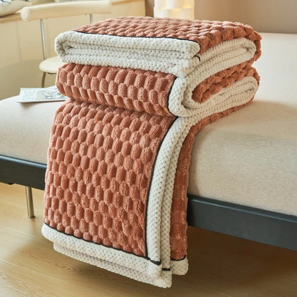 Couverture en Fleece Sherpa avec Design Bulle – Douce Couverture Chaude pour Canapé et Chambre