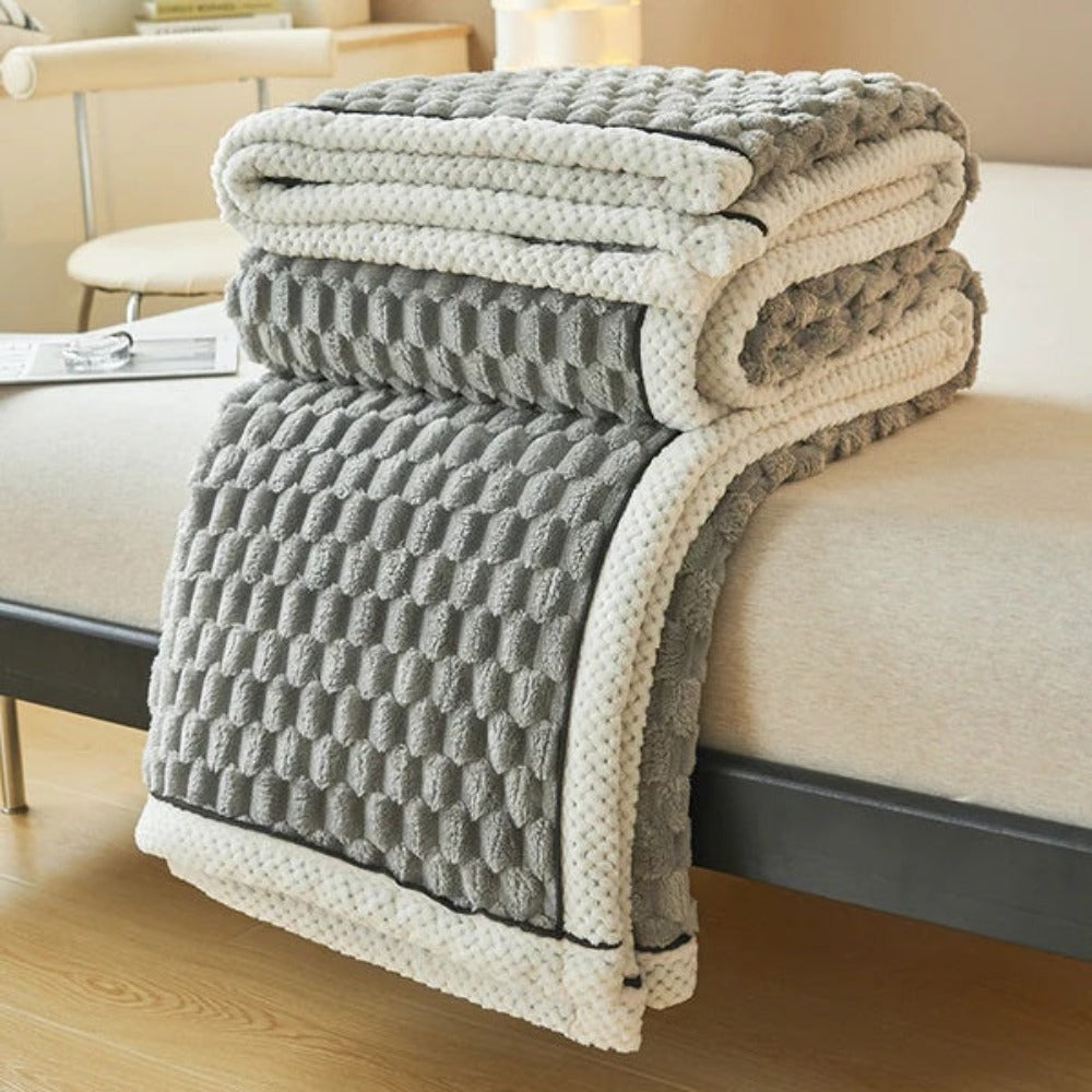 Couverture en Fleece Sherpa avec Design Bulle – Douce Couverture Chaude pour Canapé et Chambre