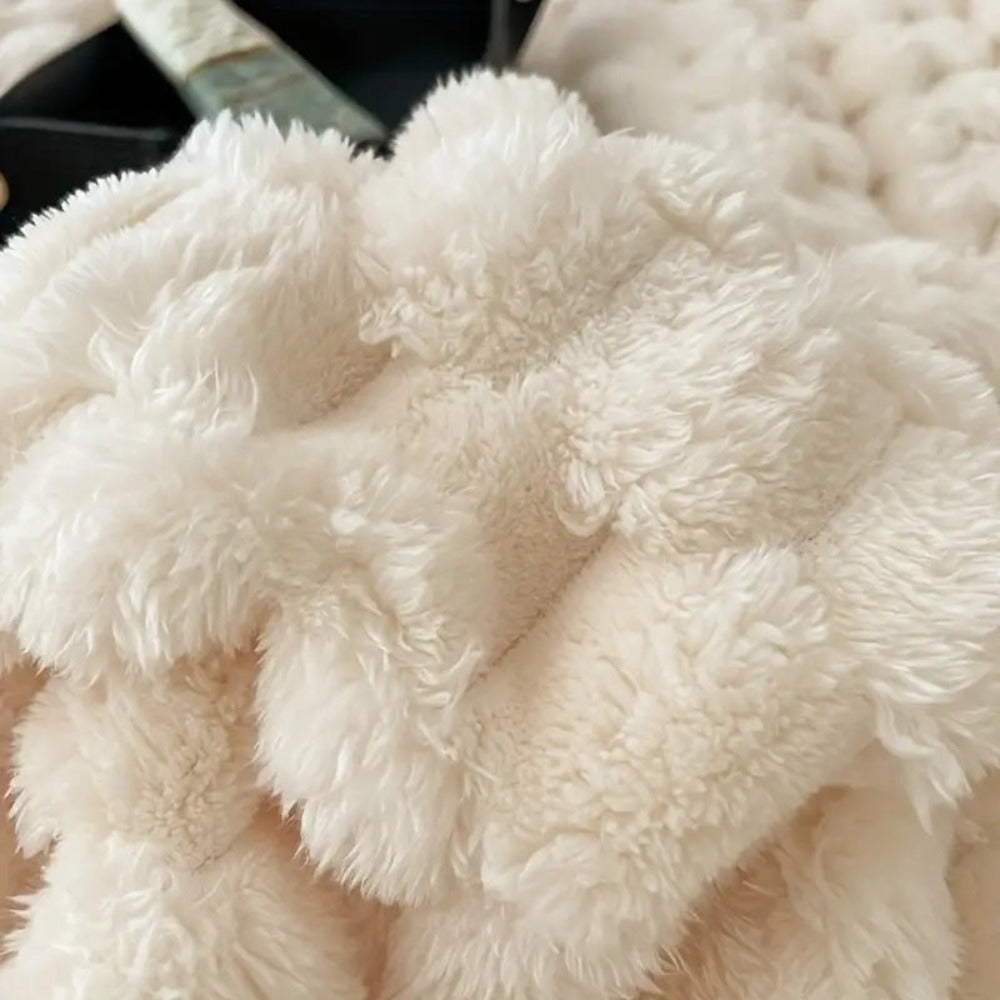 Couverture en Fleece Sherpa avec Design Bulle – Douce Couverture Chaude pour Canapé et Chambre