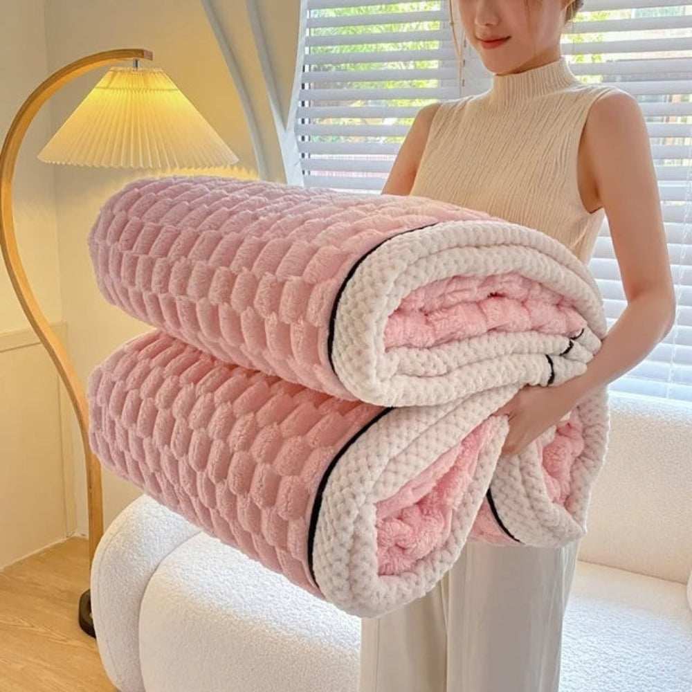 Couverture en Fleece Sherpa avec Design Bulle – Douce Couverture Chaude pour Canapé et Chambre