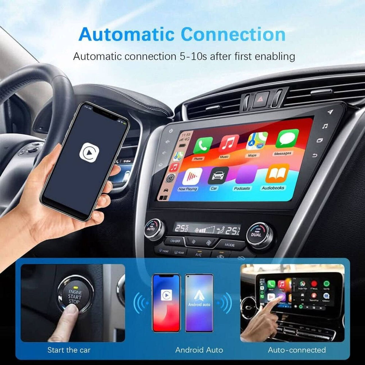 Adaptateur de voiture sans fil Connectra™ — Profitez d'une liberté totale avec un contrôle de conduite mains libres sans effort