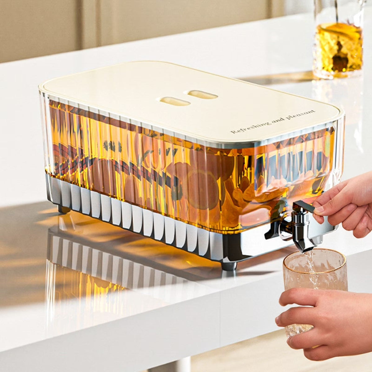Distributeur de Boissons en Verre Élégant de 5,3 L avec Poignée de Versement Facile