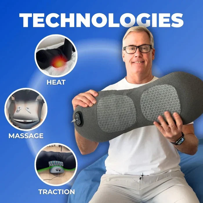 Skanto | Appareil de massage du dos avec chaleur et vibration, soutien du dos pour soulagement de la sciatique, douleur lombaire et correction de la posture – Thérapie à domicile 3-en-1