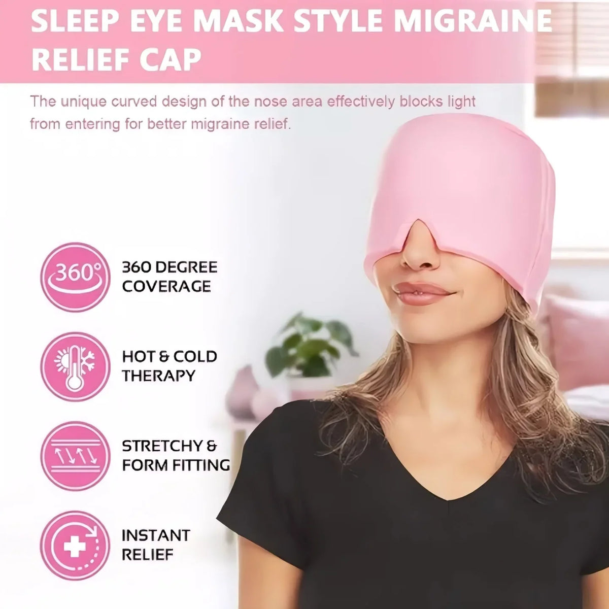 CalmBreeze™ Bonnet de Soulagement des Migraines — Évitez la Douleur Écrasante et Trouvez un Calme Instantané