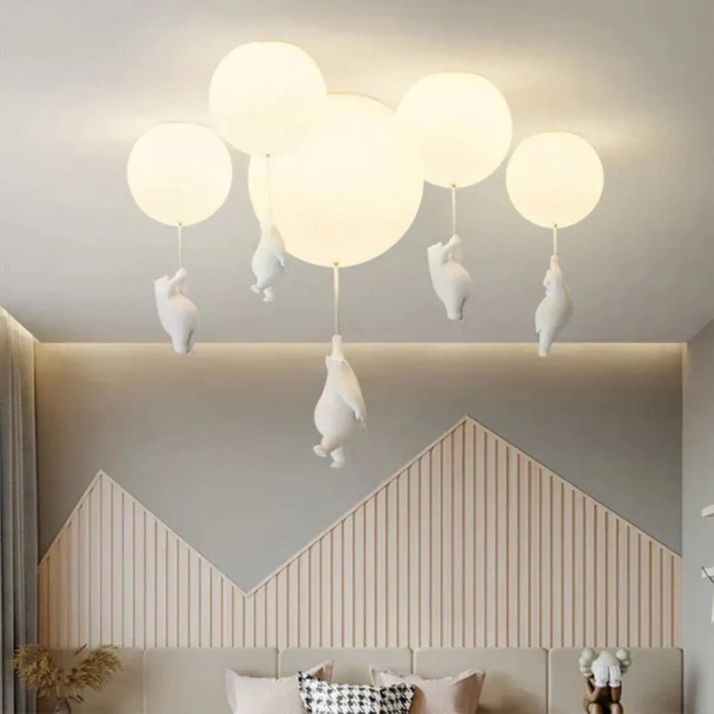 LumoBear - Plafonnier - Lampe Enfant Ludique avec Ours et Ballon