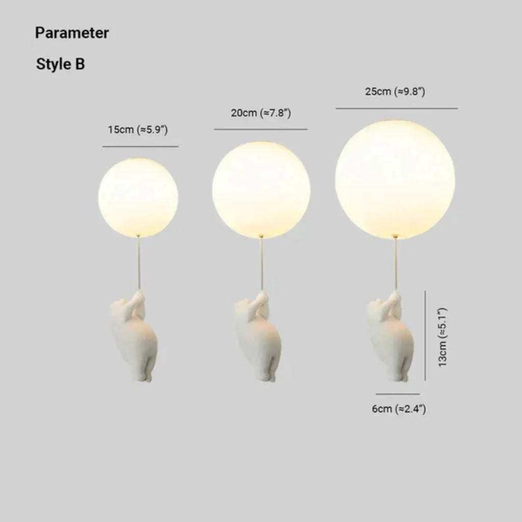 LumoBear - Plafonnier - Lampe Enfant Ludique avec Ours et Ballon