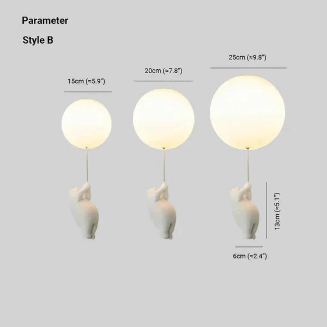 LumoBear - Plafonnier - Lampe Enfant Ludique avec Ours et Ballon
