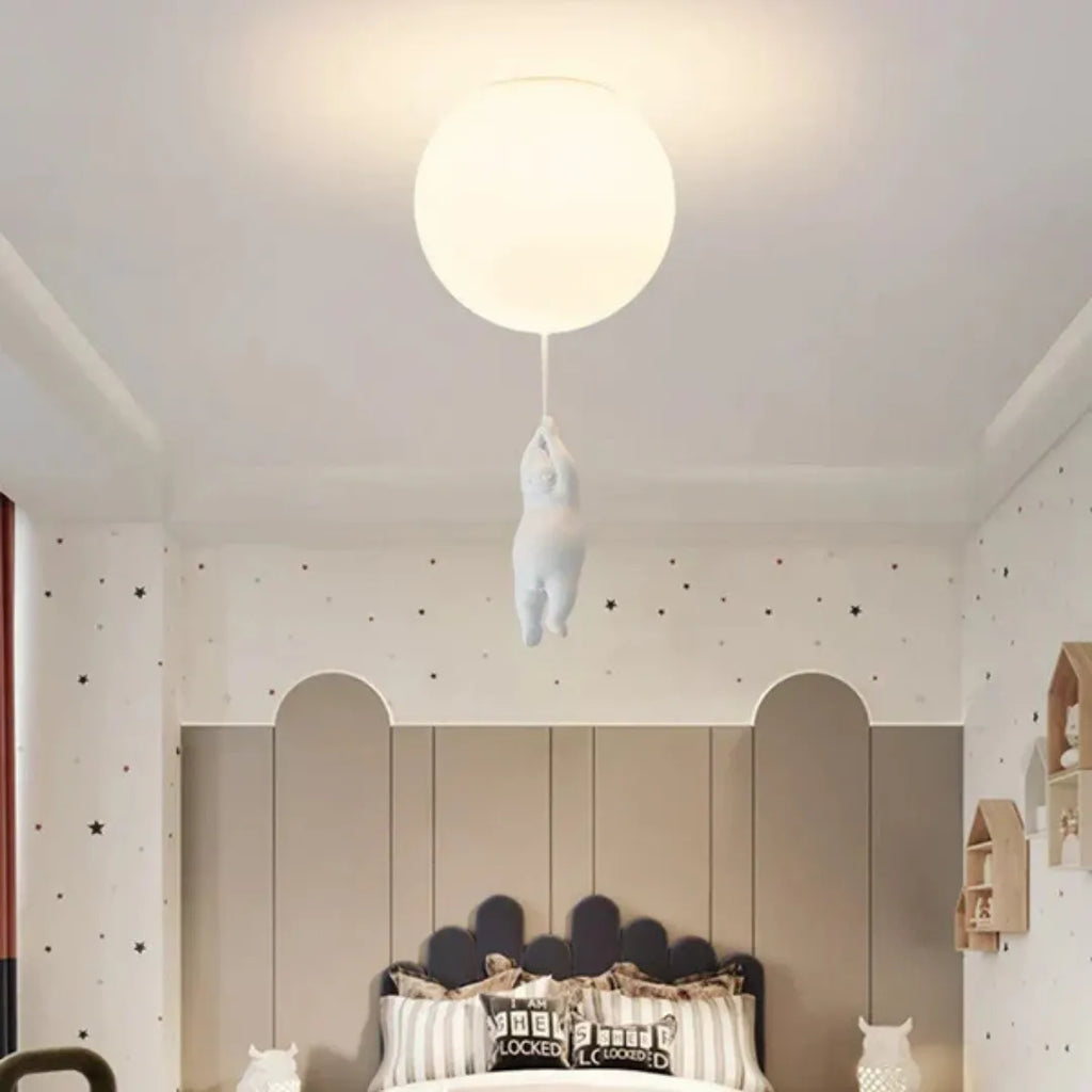 LumoBear - Plafonnier - Lampe Enfant Ludique avec Ours et Ballon