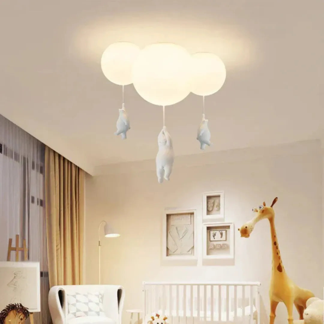 LumoBear - Plafonnier - Lampe Enfant Ludique avec Ours et Ballon