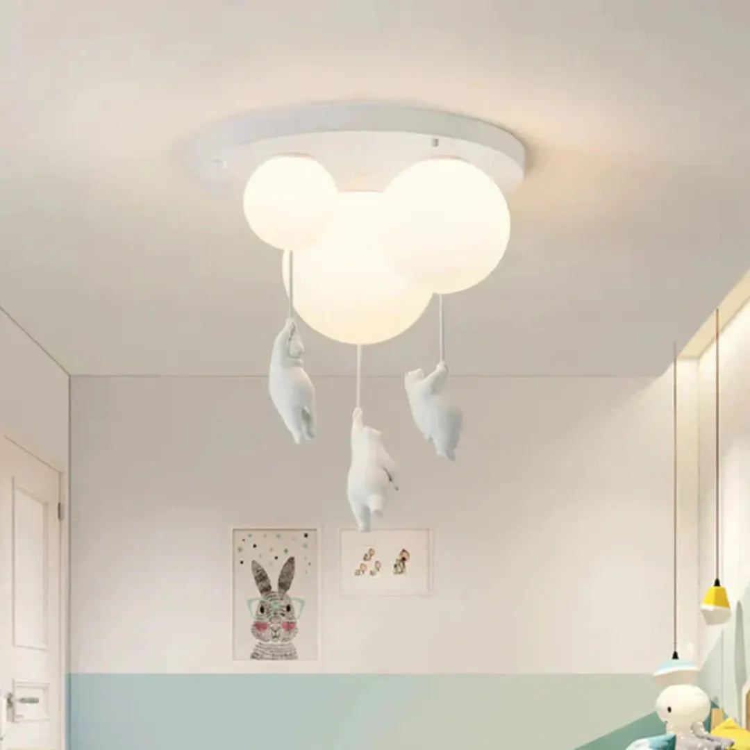 LumoBear - Plafonnier - Lampe Enfant Ludique avec Ours et Ballon