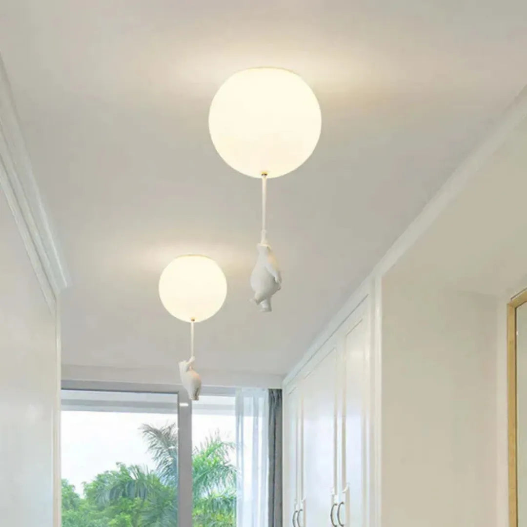 LumoBear - Plafonnier - Lampe Enfant Ludique avec Ours et Ballon