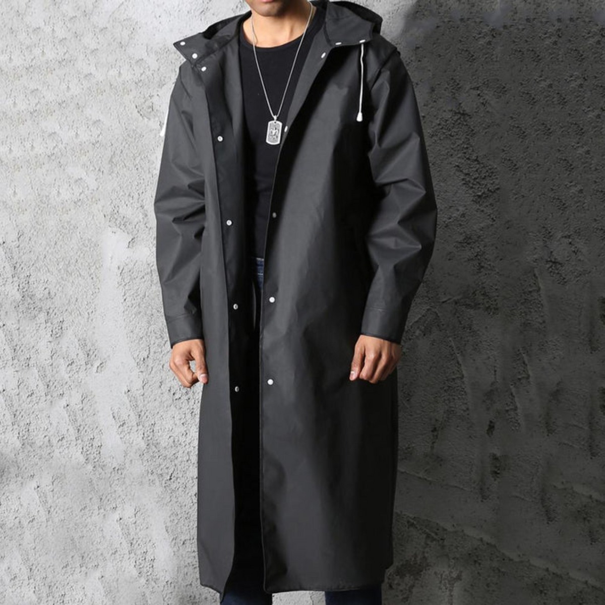 Manteau de Pluie Long et Imperméable pour Hommes avec Capuche – Titan Automnal