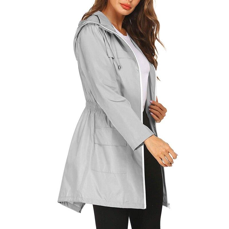 Veste Femme Ajustée Imperméable avec Capuche et Poches Pratiques