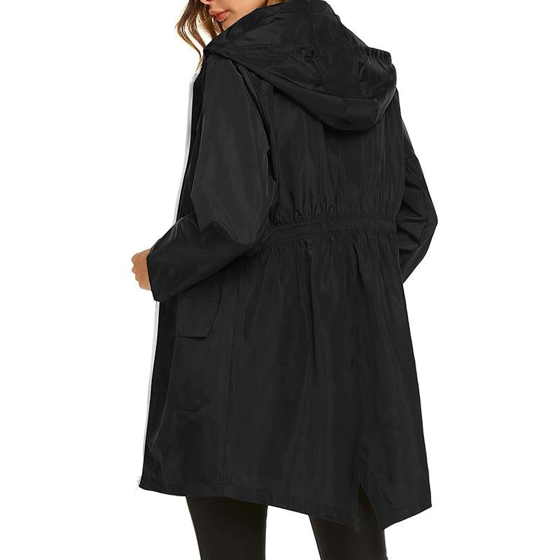 Veste Femme Ajustée Imperméable avec Capuche et Poches Pratiques