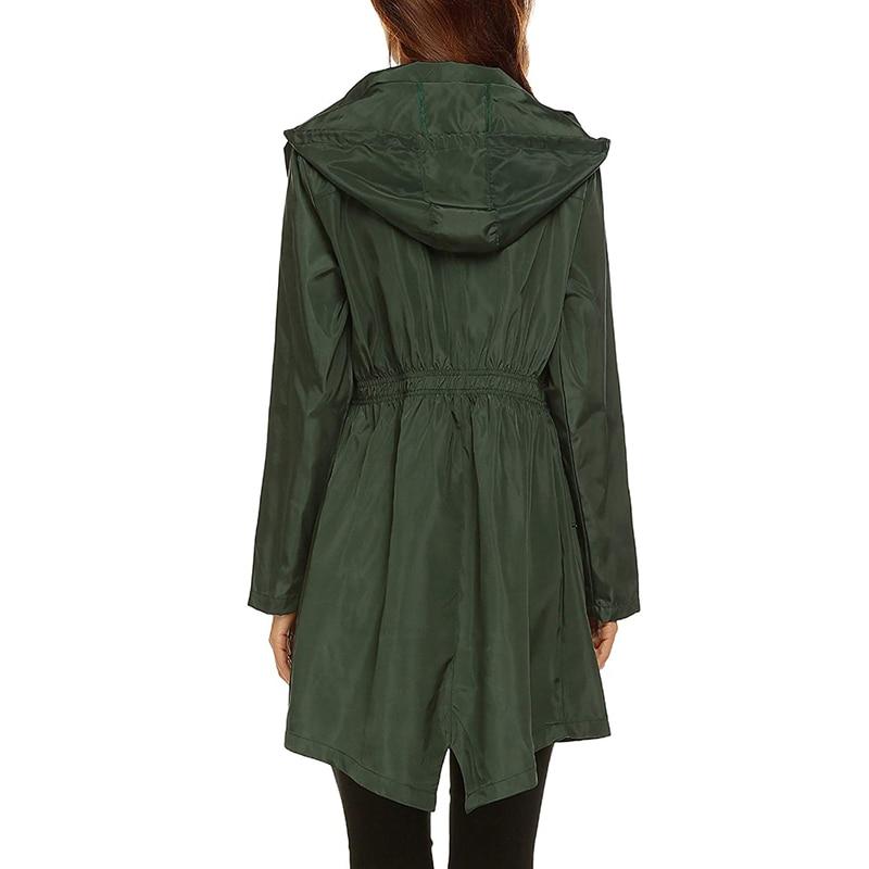 Veste Femme Ajustée Imperméable avec Capuche et Poches Pratiques