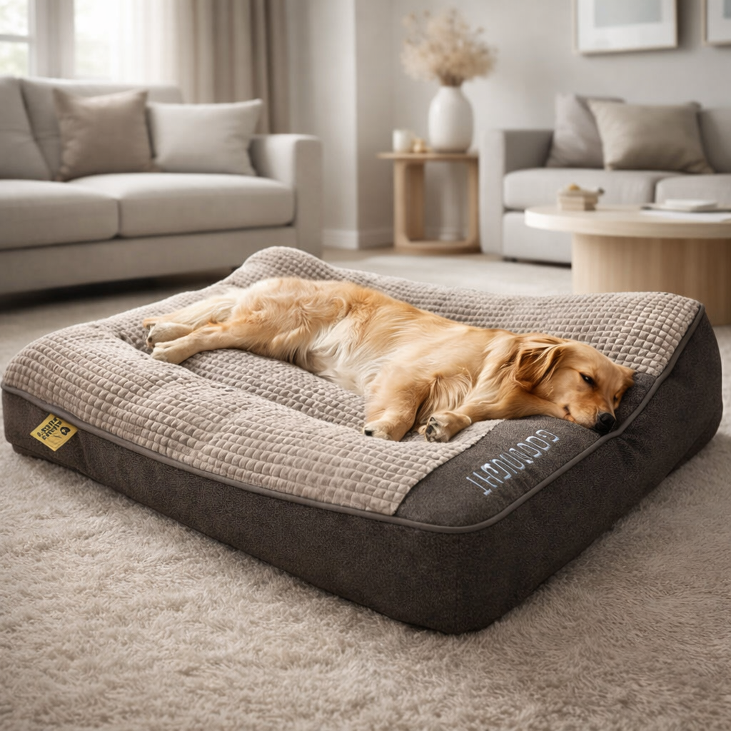 Grand Lit Orthopédique pour Chien avec Mousse à Mémoire et Repose-tête pour le Soutien des Articulations