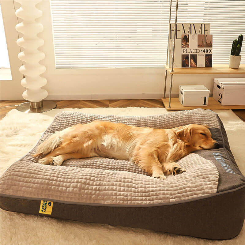 Grand Lit Orthopédique pour Chien avec Mousse à Mémoire et Repose-tête pour le Soutien des Articulations