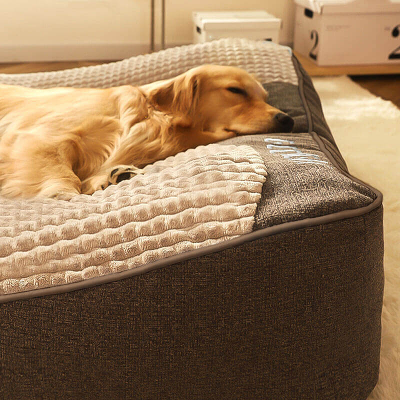 Grand Lit Orthopédique pour Chien avec Mousse à Mémoire et Repose-tête pour le Soutien des Articulations
