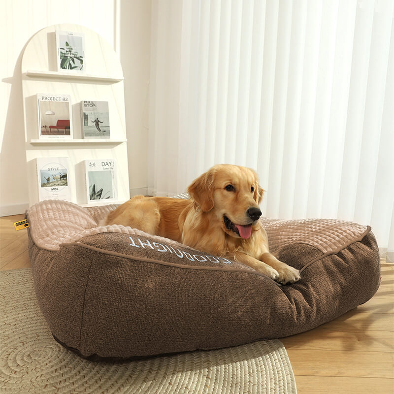 Grand Lit Orthopédique pour Chien avec Mousse à Mémoire et Repose-tête pour le Soutien des Articulations