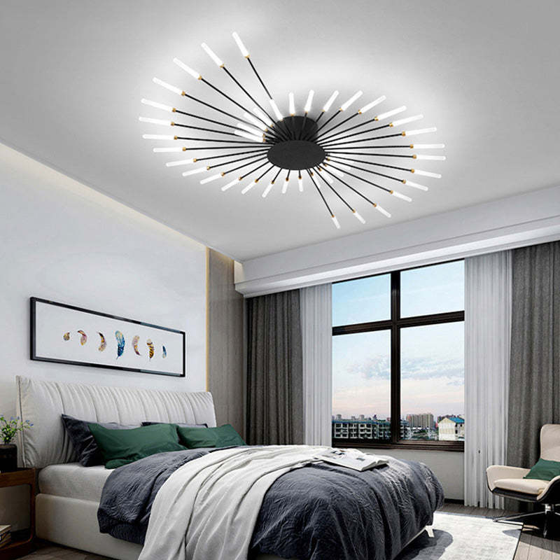 Chandelier de plafond moderne Astralis avec design de feux d'artifice LED