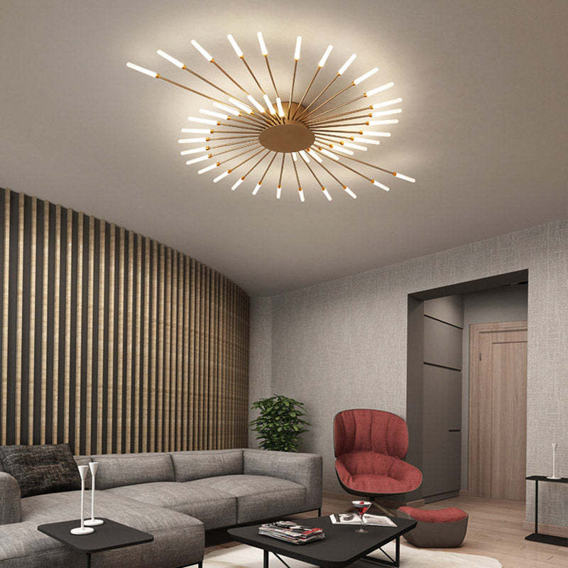 Chandelier de plafond moderne Astralis avec design de feux d'artifice LED