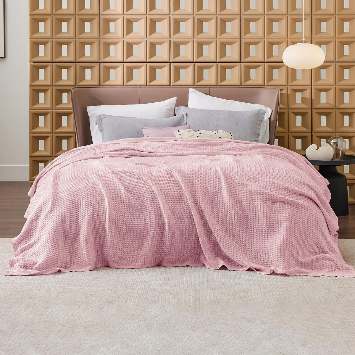 Havre Douillet | Couverture Queen 100% Coton avec Tissage Waffle Rafraîchissant | Douce et Respirante pour le Confort d'Été