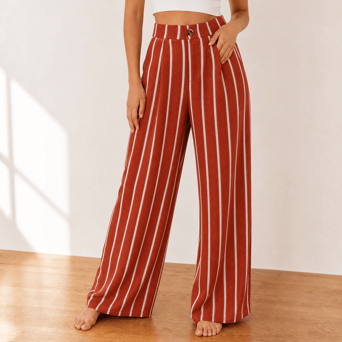 Lunavia – Pantalon drapé large taille haute pour femmes