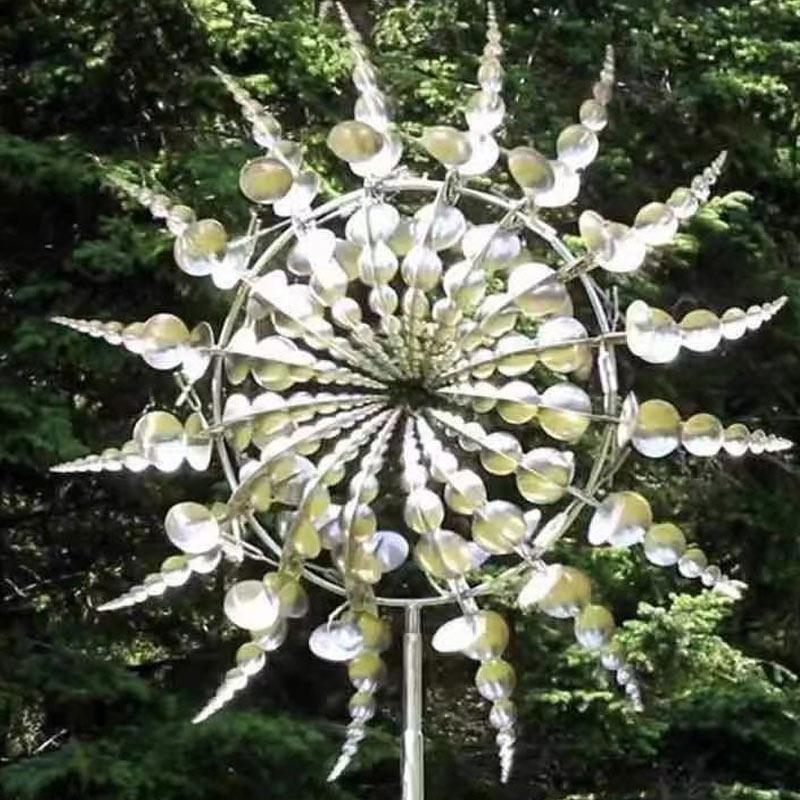 Moulin à vent de jardin en métal 36 cm | Mobile décoratif résistant aux intempéries | Sculpture de jardin décorative
