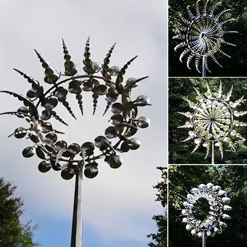 Moulin à vent de jardin en métal 36 cm | Mobile décoratif résistant aux intempéries | Sculpture de jardin décorative