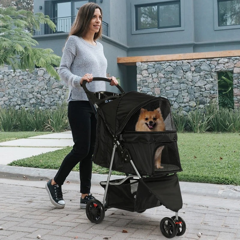 Poussette de Chien pour Aventure en Plein Air avec Roues et Rangement