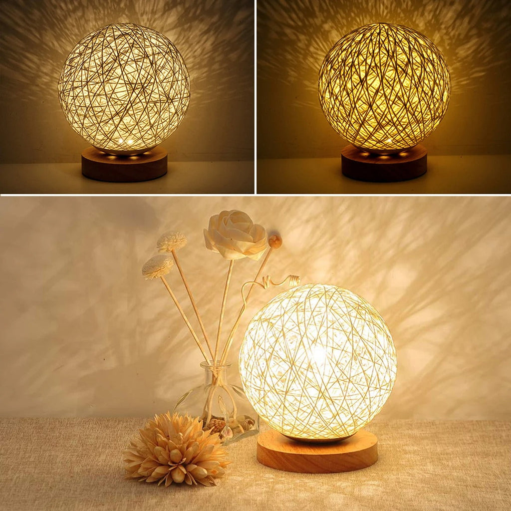 MoonLuxe | Lampe de Table en Rattan Dimable Artisanale