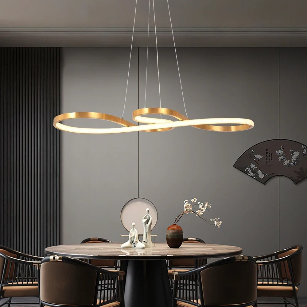 Suspension LED Anneaux Dimmable Télécommande Aluminium Salle à Manger Salon Moderne