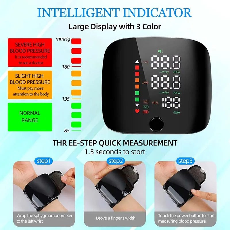 Skanto | Moniteur de Pression Artérielle Intelligent au Poignet – Sphygmomanomètre Portable Électronique avec Annonces Vocales